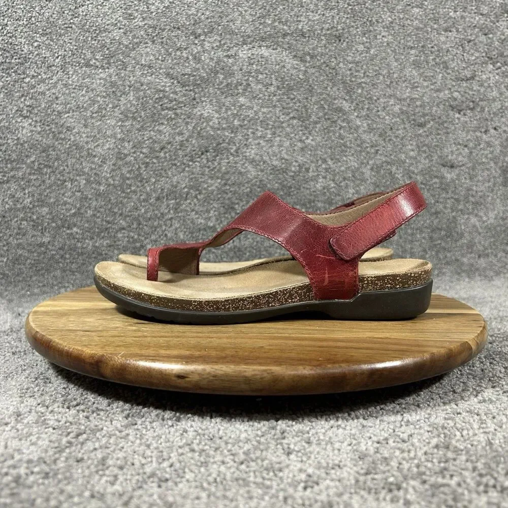 Dansko Reece Women's Size EU 38 Cinnabar Waxy Red Leather Toe-Loop Sandals Used